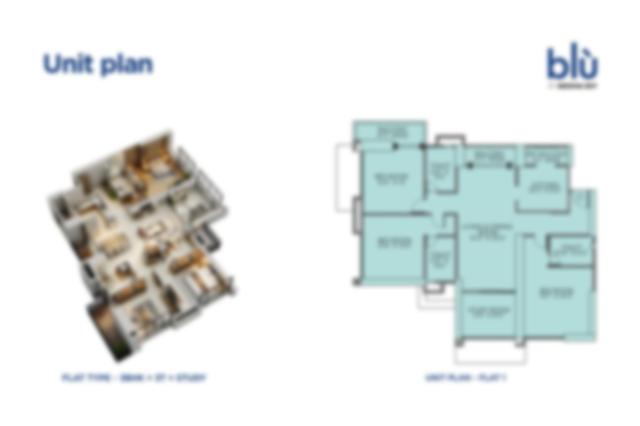 3.5 BHK (3 BHK + Study) floor plan (locked)