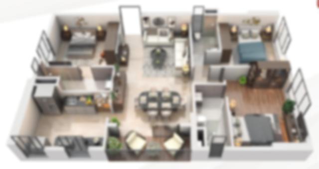 3 BHK floor plan (locked)