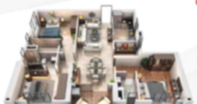 3 BHK + Puja floor plan (locked)