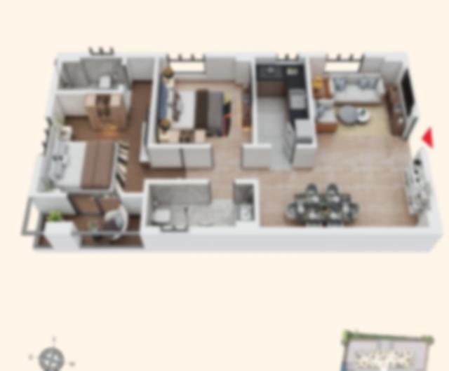 2 BHK floor plan (locked)