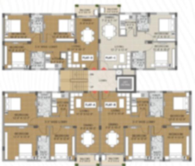 3 BHK floor plan (locked)