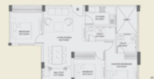 3 BHK floor plan (locked)