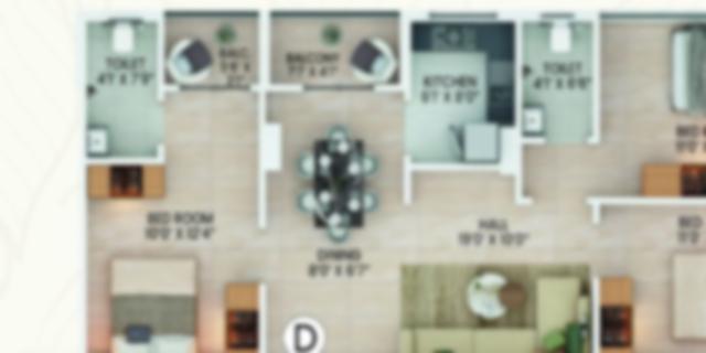 3 BHK floor plan (locked)