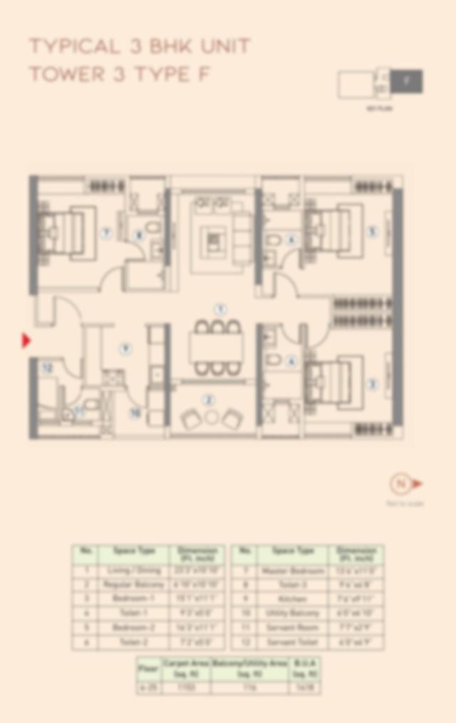 3 BHK floor plan (locked)
