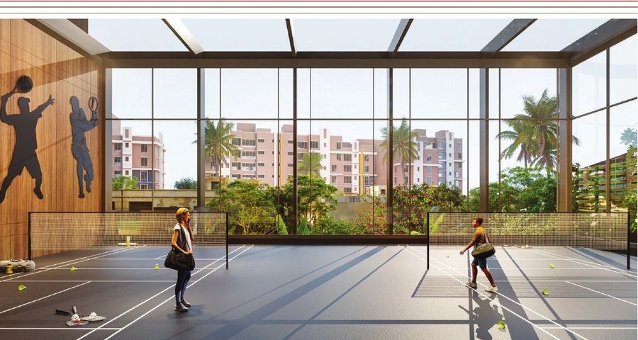 Indoor badminton court