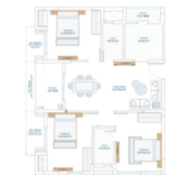 3 BHK floor plan (locked)